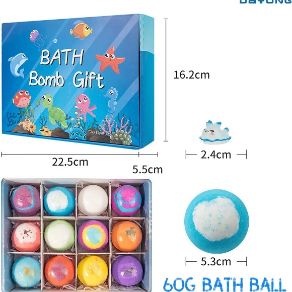 Gift Set Of 12 Bath Bombs For Kids