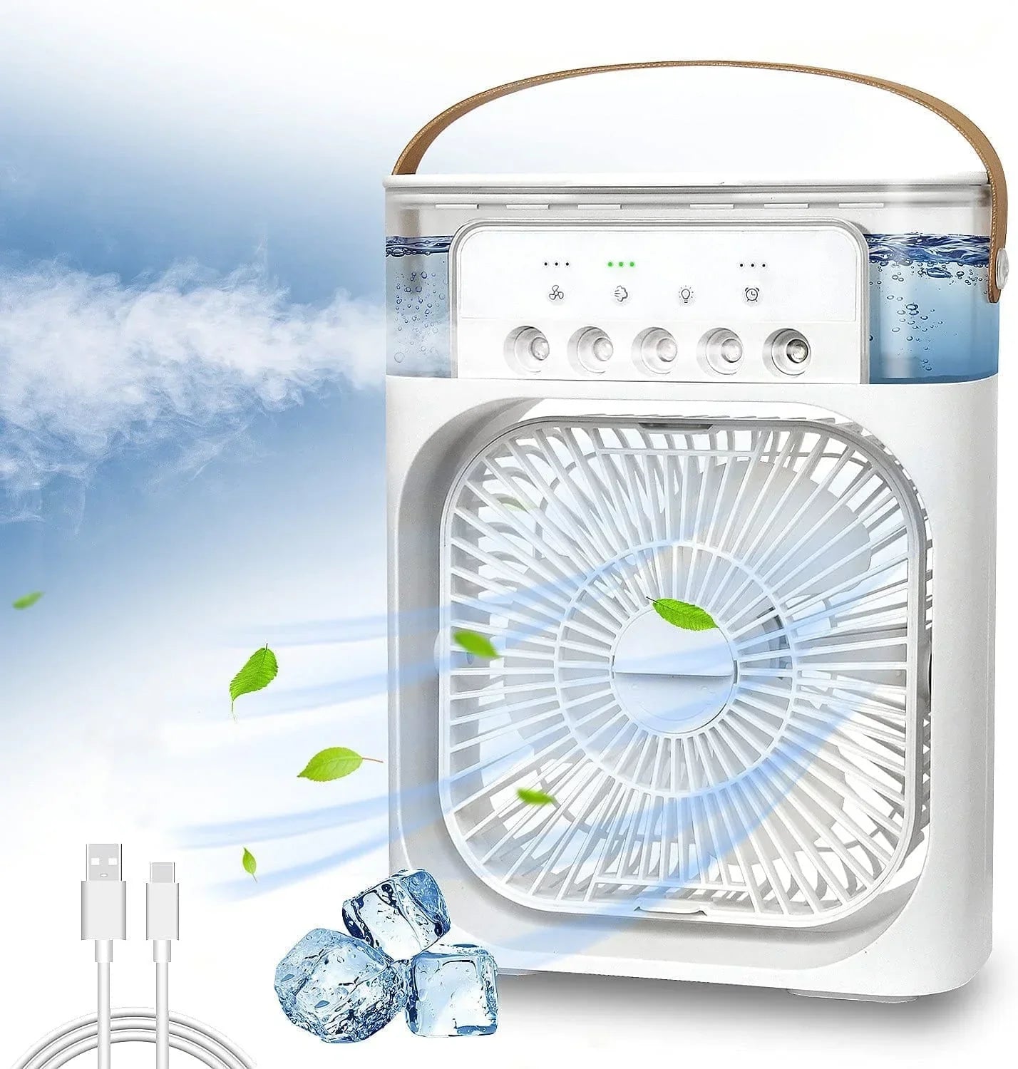 Portable Air Cooler Fan with Mist Humidifier, 3 Speed Modes || مروحة تبريد هواء محمولة مع مرطب هواء بالرذاذ، 3 أوضاع للسرعة