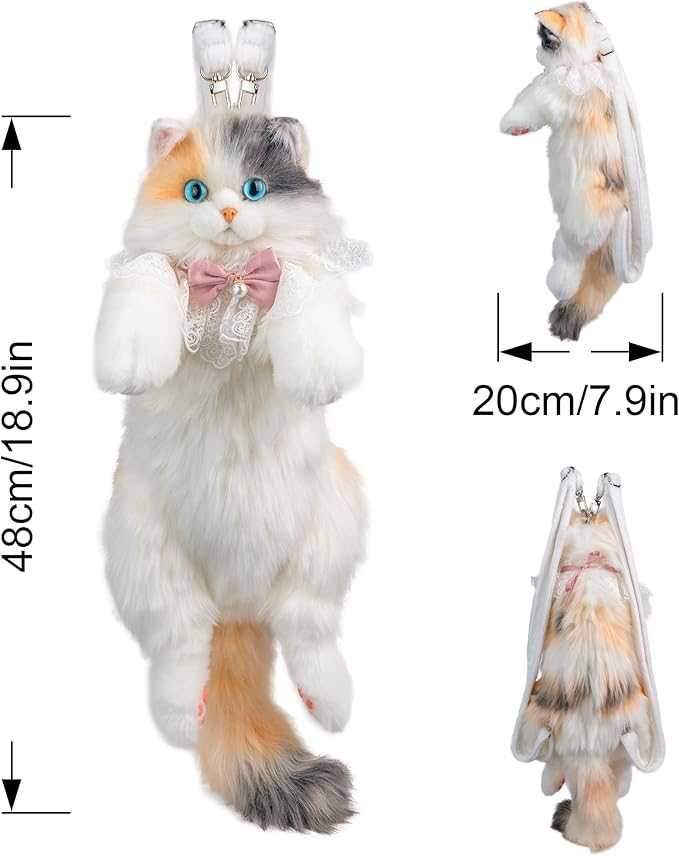 Realistic Plush Cat Backpack || حقيبة ظهر على شكل قطة واقعية من القطيفة