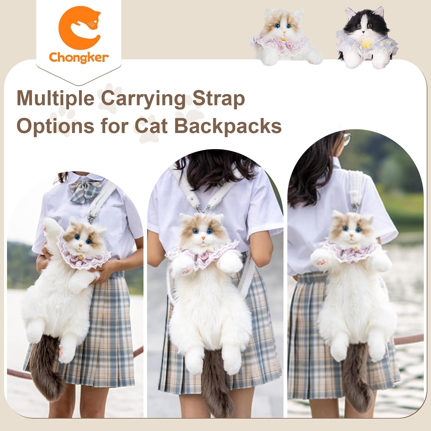 Realistic Plush Cat Backpack || حقيبة ظهر على شكل قطة واقعية من القطيفة