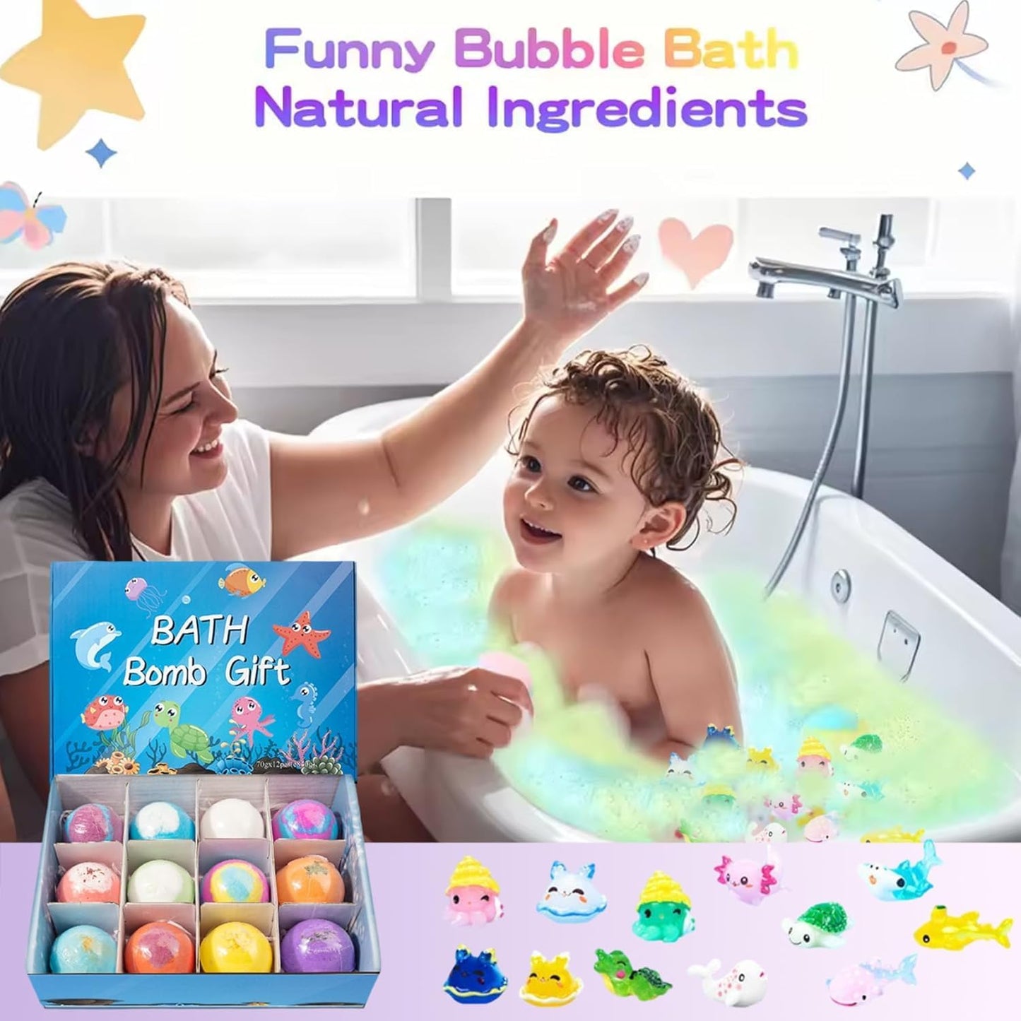 Gift Set Of 12 Bath Bombs For Kids