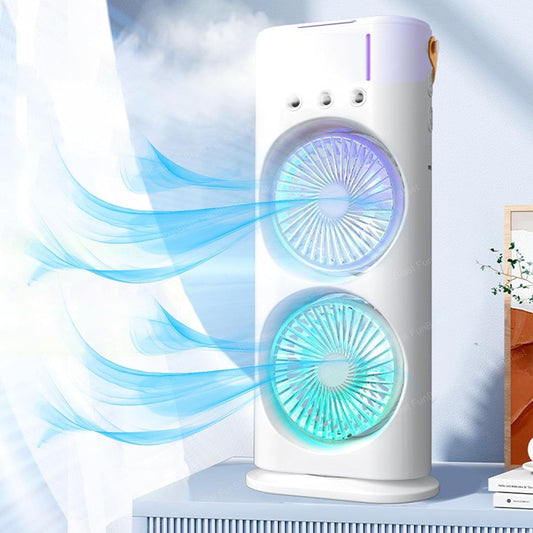 Rechargeable Rotating Spray Fan with Lightening Effects