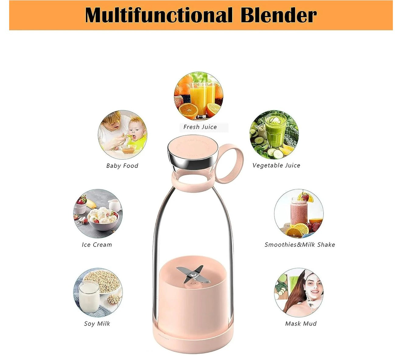 Rechargeable Handheld Mini Juicer Portable Blender for Shakes and Smoothies