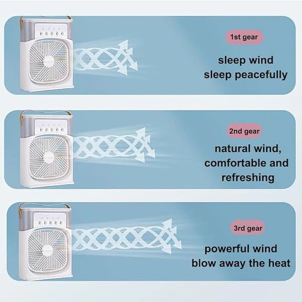 Portable Air Cooler Fan with Mist Humidifier, 3 Speed Modes || مروحة تبريد هواء محمولة مع مرطب هواء بالرذاذ، 3 أوضاع للسرعة