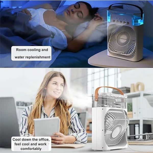 Portable Air Cooler Fan with Mist Humidifier, 3 Speed Modes || مروحة تبريد هواء محمولة مع مرطب هواء بالرذاذ، 3 أوضاع للسرعة