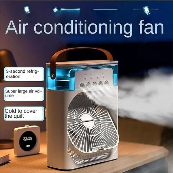 Portable Air Cooler Fan with Mist Humidifier, 3 Speed Modes || مروحة تبريد هواء محمولة مع مرطب هواء بالرذاذ، 3 أوضاع للسرعة