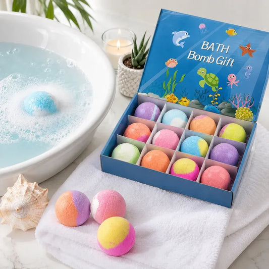 Gift Set Of 12 Bath Bombs For Kids